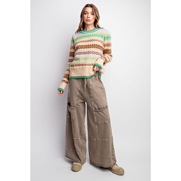 Mineral Washed Cargo Pants - Wide Leg - Mocha - Picture 4 of 4